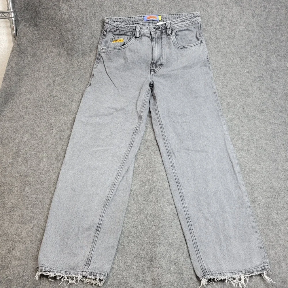 Empyre Jeans Mens 30 Gray Y2k Boho Streetwear Grunge Frayed Hem 2000S Punk Rock